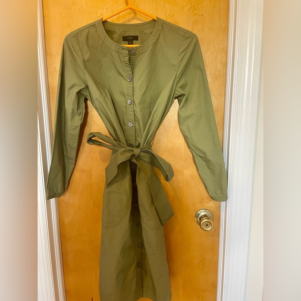 J. Crew olive green midi shirt dress